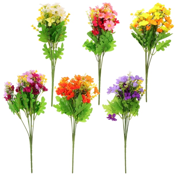 GOOHOCHY Ramo de margaritas artificiales de 6 piezas, flores de imitación de seda, planta en maceta para decoración de mesa de comedor