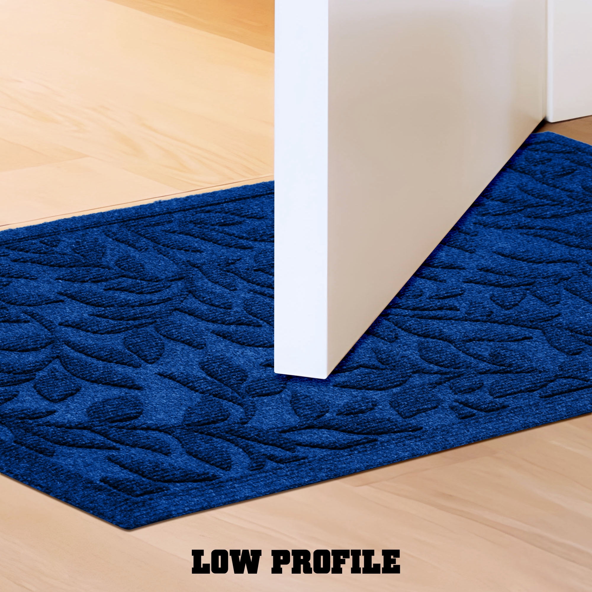G128 23x35in Blue Floral Leaf Welcome Mat, Outdoor Front Door Rug for Entryway, Durable Doormat for Porch, Patio, or Indoor/Outdoor Use