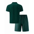 thumbnail image 5 of Men'S Half Zip for . Short Sleeve Shirt and Drawstring Shorts Two Piece Outfit Dark Green XXXL, 5 of 6