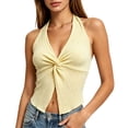 thumbnail image 3 of Tsesme Women's Halter Backless Crop Tops, Deep V Twist Front Sleeveless Tank Tops, Slim Fits Ribbed Knit Going out Camisole S, 3 of 6