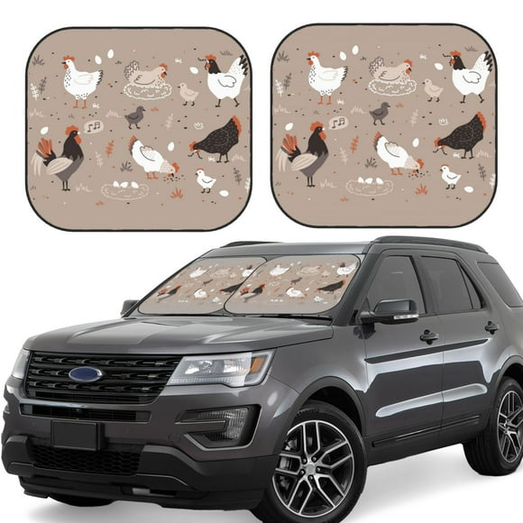 Saiise Chicken for Foldable Car Sun Shades (2-Pack) Offer Sun Protection with an Easy-fold Design for Convenient Windshield Shading-Medium
