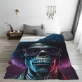 thumbnail image 5 of Honeii Punk Style Blue Haired Skull Print Fleece Blanket - Throw Blanket for Bed, Sofa, Couch, Camping, and Travel , Microplush Ultra Soft Warm Blanket-80"x60", 5 of 7