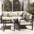 thumbnail image 3 of ELPOSUN 6 Pieces Patio Furniture Sets with 6" Thick Olefin Cushions, Metal Outdoor Sectional Furniture L Shape Patio Conversation Sets for Garden, Backyard, Black Frame, Beige, 3 of 9