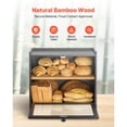 thumbnail image 4 of KFFKFF Double-Layer Bamboo Bread Box for Kitchen Counter, Spacious Wooden Bread Storage Container with Acrylic Wavy Door, Farmhouse-Style Bread Holder for Homemade Baked Goods, Black, 4 of 10