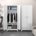 thumbnail image 4 of SteeLoong 71"H Modern Metal Armoire Wardrobe Closet with 2 Doors,Adults Homes Wardrobe Cabinet with Adjustable Shelves and Hanging Rod,White, 4 of 14