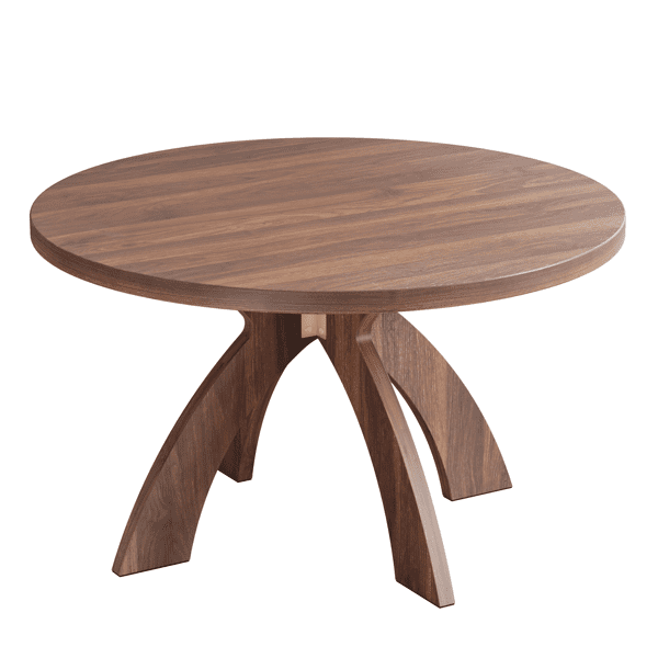 Round Coffee Table, 31.5 Inch Walnut Finish MDF Coffee Table with Curved Cross Legs, Modern Minimalist Circular Center Table for Living Room, 31.5" Lx31.5" Wx18" H