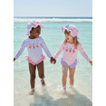 thumbnail image 4 of BemeyourBBs Toddler Baby Girl Swimsuit Infant Bathing Suit One-Piece Swimsuits with Sun Hat Set Long Sleeve Rash Guard Swimwear Ice Cream Zipper Summer Beach Wear, 4 of 9