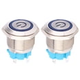thumbnail image 2 of Réinitialisation 2 Pcs 1224VDC 16mm Interrupteur Rond 4 Broches 1NO Bouton Poussoir Interrupteur Auto-Réinitialisation avec Motif de Puissance de Lumière, 2 of 7