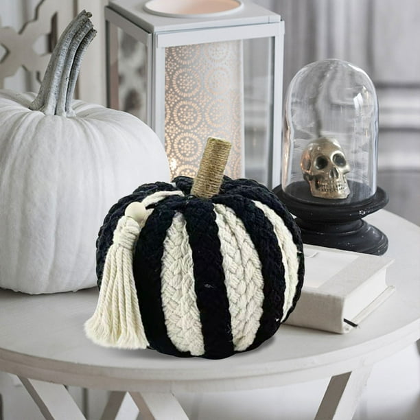 Calabaza decorativa de cuerda tejida a mano | Decoración artificial de otoño de 17 x 18 cm para Acción de Gracias y Halloween | Accesorio fotográfico y decoración para el hogar