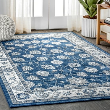 JONATHAN Y MDP101A-8 Modern Persian Vintage Moroccan Traditional Navy/Light Gray 8 ft. x 10 ft. Area Rug, Country Floral, Pet Friendly, Stain Resistant, Easy to Clean, for Living Room, Bedroom