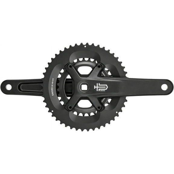 microSHIFT Sword Black 2x Crankset - 172.mm, 9-Speed, 48/31t, 110/80 Asym BCD, JIS Square Taper Spindle Interface, Black