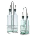 thumbnail image 3 of TableCraft 16 oz Square Green Tint Glass Oil And Vinegar Set With Silver Wire Caddy, 3 of 3