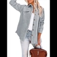 thumbnail image 3 of Chaqueta Informal de Otoño para Mujer, de Larga, con Botones, Holgada y Ligera, con Bolsillos. Gris S, 3 of 8