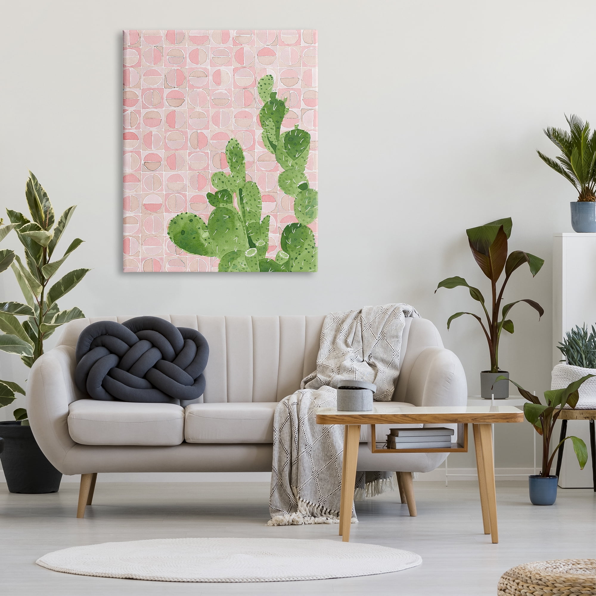 Stupell Industries Prickly Pear Cactus Plant Pink Abstract Geometric Pattern, 36 x 48, Design by Jen Bucheli