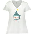 thumbnail image 3 of Inktastic Cute Christmas Snowman in Blue Hat and Scarf Women's Plus Size V-Neck T-Shirt, 3 of 5
