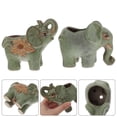 thumbnail image 4 of FELTECHELECTR Maceta de cerámica vintage con forma de elefante, 2 piezas, para suculentas, para el hogar, 4 of 6
