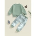 thumbnail image 5 of Miaouyo Toddler Boys Fall Outfits Letter Print Long Sleeve Sweatshirts and Checkerboard Print Long Pants 2Pcs Clothes Set, 5 of 9