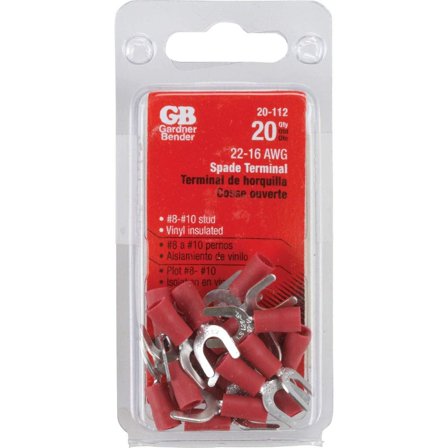 Spade Terminals, Vinyl Insulated, 20-Pk.
