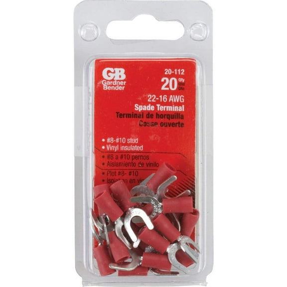 Spade Terminals, Vinyl Insulated, 20-Pk.