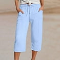thumbnail image 2 of Pants for Women Casual Trouser with Pocket Linen Women Day Wear Softball Training Pants Running Sweatpants for Short Beach Silk Harem Satin Yoga Pant Casual Sky Blue M, 2 of 5