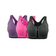 thumbnail image 2 of YouLoveIt Women Sports Bra, 3 pack Zipfront Padded Cups Comfort Sports Bra Zip Front Mesh Racerback Sports Bra  Active Gym Yoga Workout Sports Bras, 2 of 7