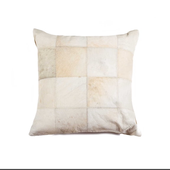18" x 18" Natural Patchwork Cowhide Pillow
