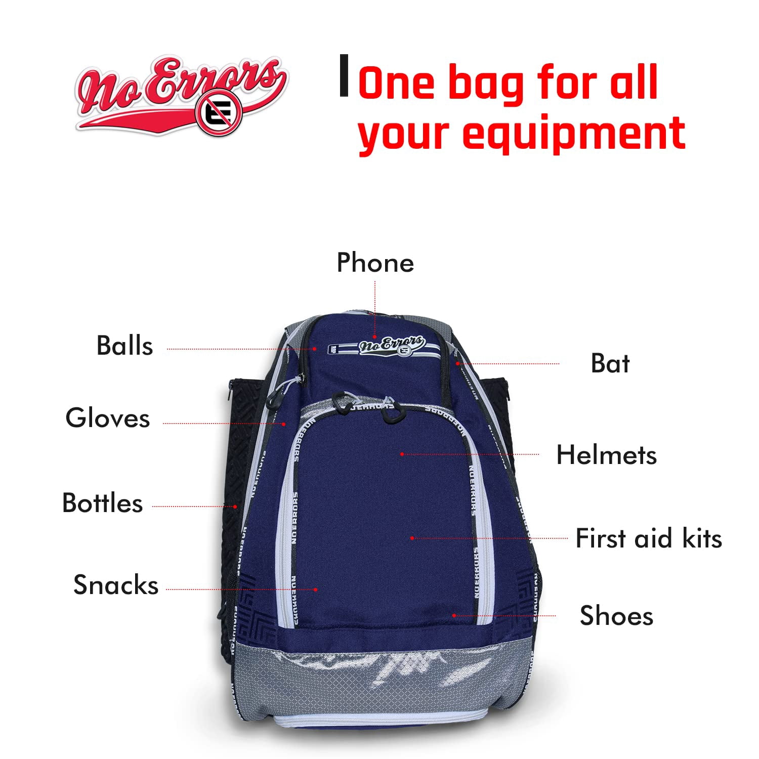 Sports RBP Rookie Baseball and Softball Backpack - Youth Baseball and Softball Bat Bag with Fence Hooks - Baseball and Softball Equipment Bag for Kids