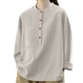 thumbnail image 2 of Endives Womens Cotton Linen Shirt Long Sleeved Shirt Button Down Shirt Collared Blouse for Women Khaki, 2 of 4