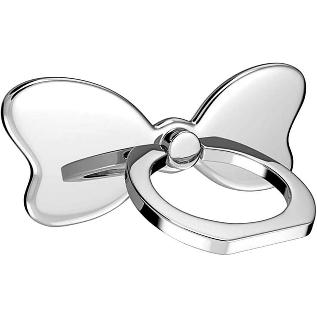 Metal Cell Phone Finger Ring Stability Holder Back Stand Collapsible Hand Grip Knob Loop Universal Car Mount Hook 360 for iPhone Samsung Galaxy Mobile Cute Accessories, Silver