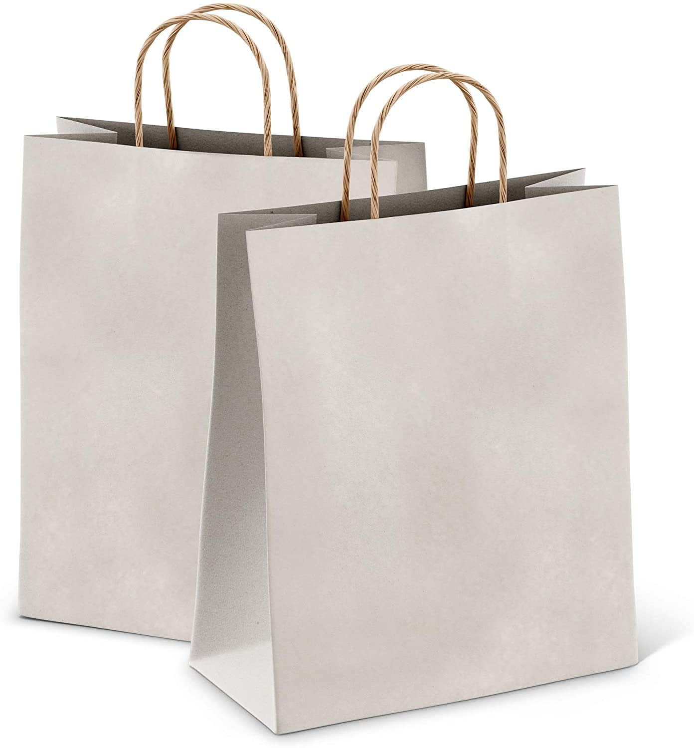 Glossy Paper Metallic Silver Gift Tote Bag Rope Handle 20 Pack 4.75"x2.5"x6.75" 
