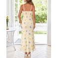 thumbnail image 3 of Merokeety Womens Summer Dresses Floral Spaghetti Deep V Neck Backless Asymmetric Maxi Dress Beige m, 3 of 10