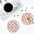 thumbnail image 4 of Lsque Dachshund Dog Heart Pattern 4" Drink Coasters Set of 4, PVC Leather Absorbent Coasters, Table Coaster Set Decorative Coffee Cup Coasters Housewarming Gift -Round Shape, 4 of 6