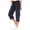 Navy, variant on CAIVO Women Capris Pants Summer Solid Color Loose Drawstring Slacks Pocket Cargo Pants Calf Length Leisure Bottoms
