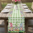 thumbnail image 4 of Easter Bunny Gnomes Table Runner - 70 Inch Long Spring Easter Eggs Floral Sage Green Plaid Cotton and Linen Blended Dress Scarves Farmhouse Table Runner for Kitchen Dining, Coffee Table, 13" x 70", 4 of 8