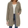thumbnail image 6 of Fartey Zip Up Hoodies for Women Oversized Fleece Long Tunic Sweatshirts Casual Long Sleeve Drawstring Hooded Sweatshirt Fall Going Out Hoodie Jacket Coat Beige L, 6 of 9