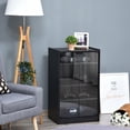 thumbnail image 2 of Newboti Furniture 5-Tier Media Stand Cabinet with 3-Level Adjustable Shelves, Tempered Glass Doors, and Cable Management, Distressed Black BN.3139, 2 of 9