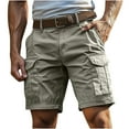thumbnail image 2 of Men's Hiking Cargo Shorts Men's Casual Solid Color Fashion Pockets Comfortable Cargo Short Pants Dark Gray L, 2 of 9