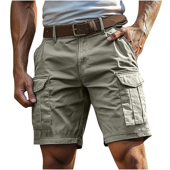 Gfyviroh Big and Tall Cargo Shorts for Men Button Zip Multi-pockets Shorts Relaxed Fit Casual Hiking Athletic Shorts