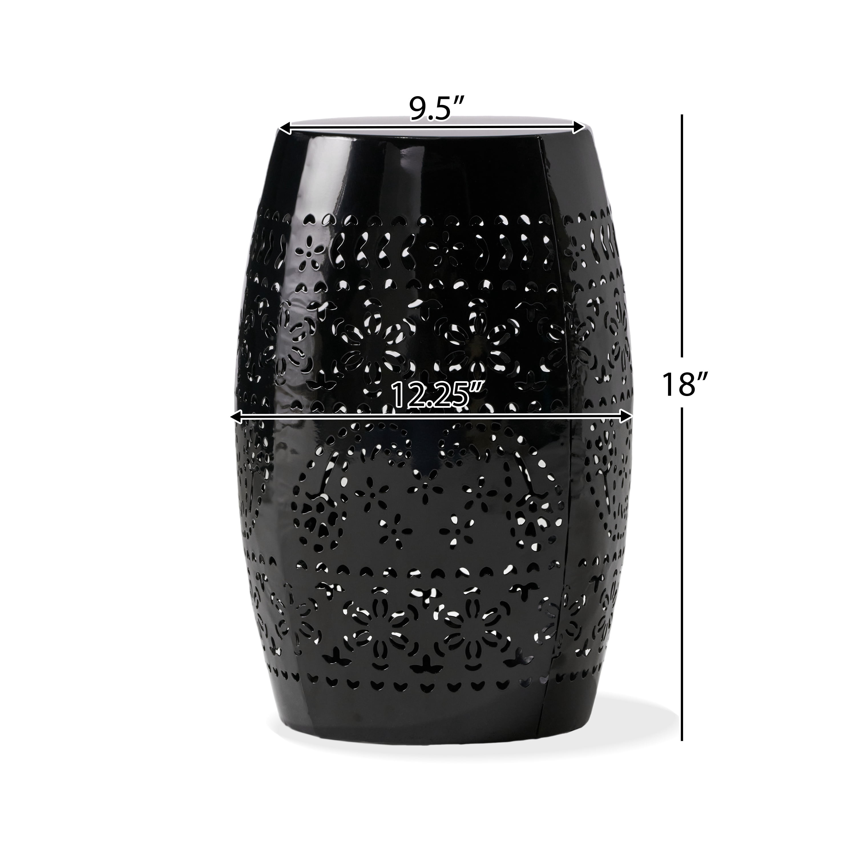 Lace Cut Metal Side Table, Outdoor End Table for Patio Balcony Garden, Black