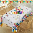 thumbnail image 3 of Happy Birthday Tablecloth Rectangle 60 x 102 Inch Colorful Balloons Confetti Stain Resistant Wrinkle Free Table Cloth, Fabric Table Cover for Dining, Party, Indoor, Outdoor Decoration, 3 of 7