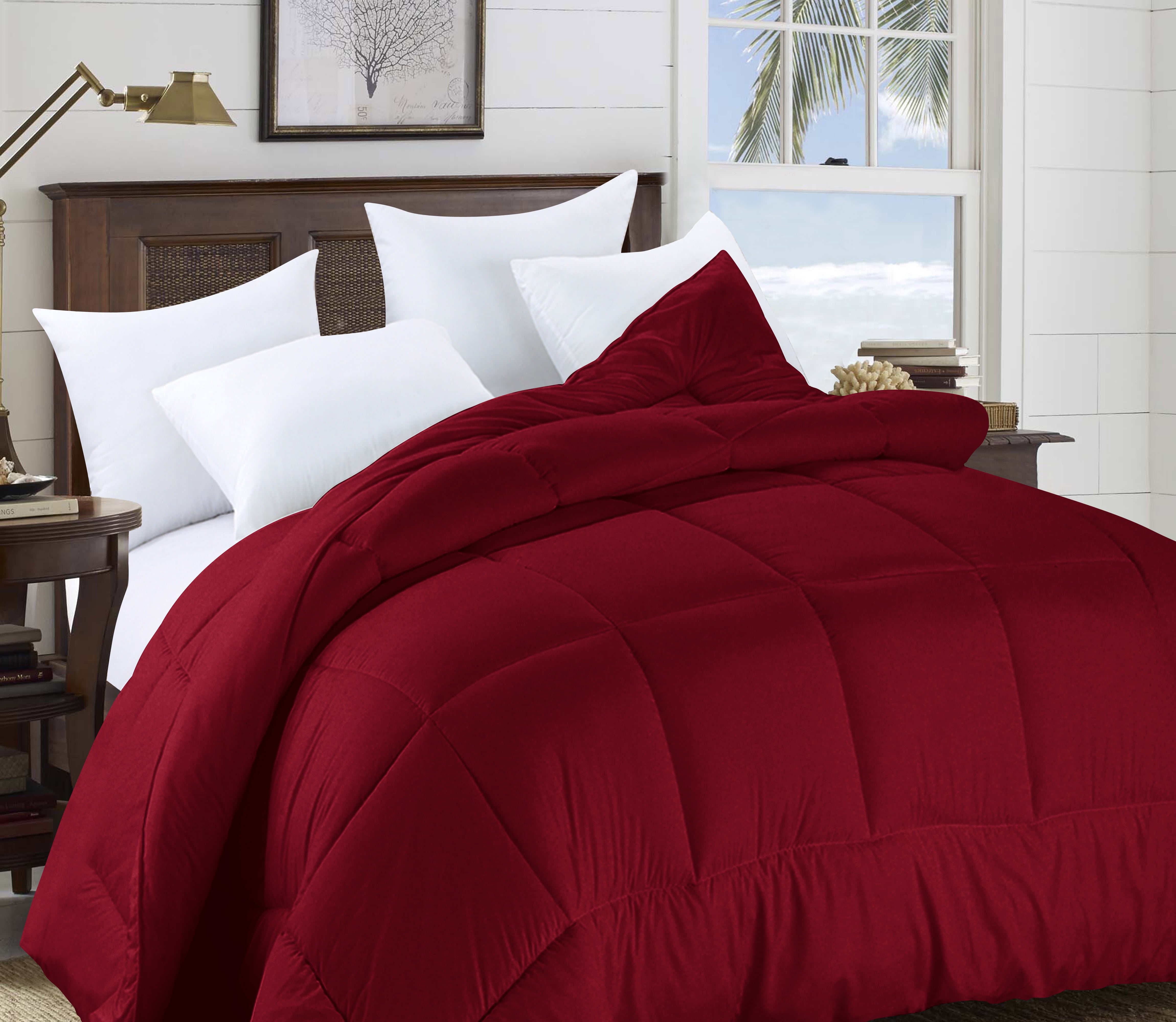 Swift Home Heavy-Filled Down Alternative Comforter, Ultra Soft All Season Hypoallergenic Bedding, Twin, Burgundy