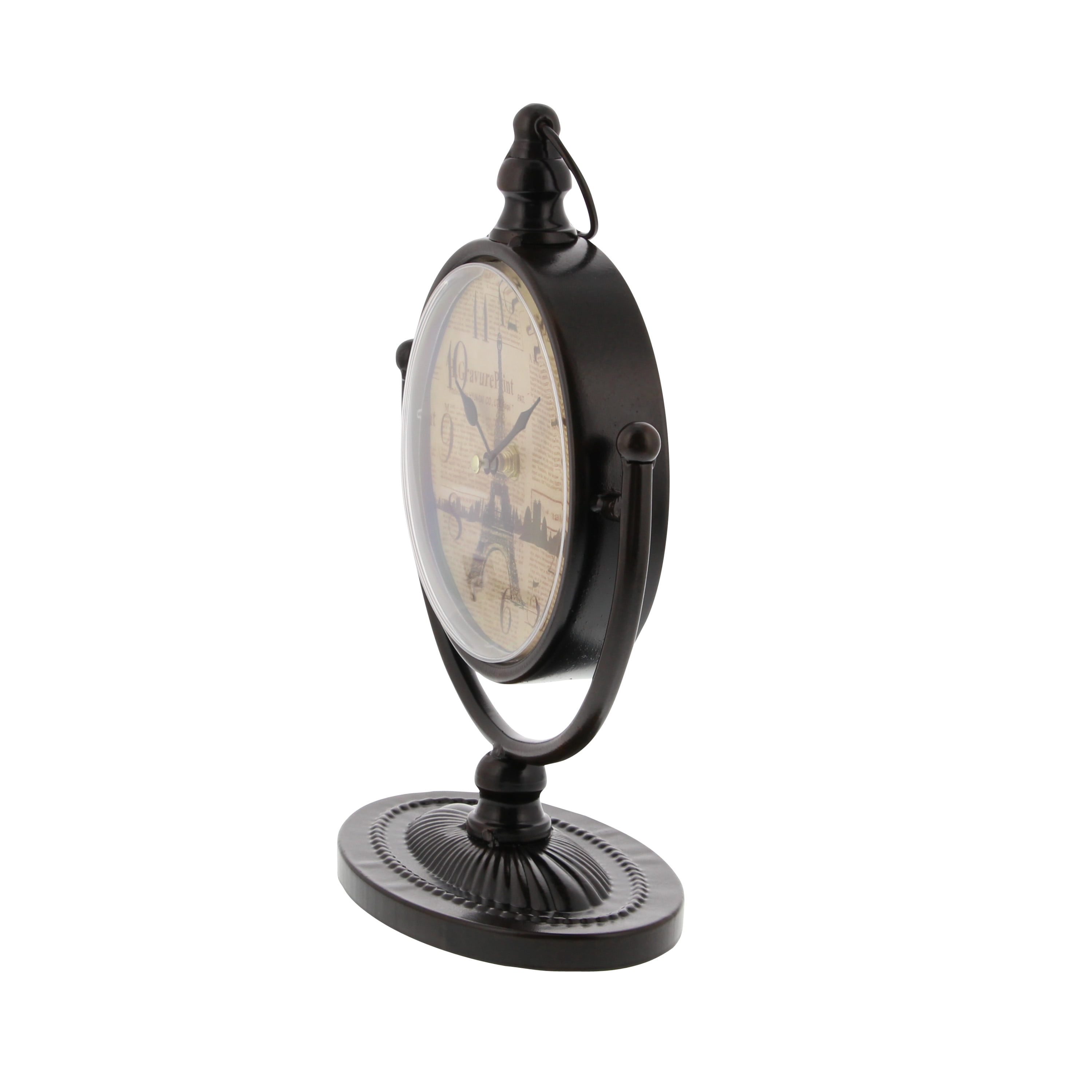 DecMode 12" Black Metal Clock with Swing Stand, Set of 4
