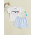 thumbnail image 4 of BemeyourBBs Toddler Baby Boy 4th of July Outfit Patriotic Independence Day Summer Clothes Cute Popsicle American Flag Embroidered Short Sleeve Tshirts Plaid Shorts Set, 4 of 9