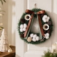 thumbnail image 5 of LEFXSMR Christmas Wreaths for Front Door, 12" Christmas Wreath with Bow Cotton Pinecone, Christmas Decorations for Porch Window Mantel Home, 5 of 9