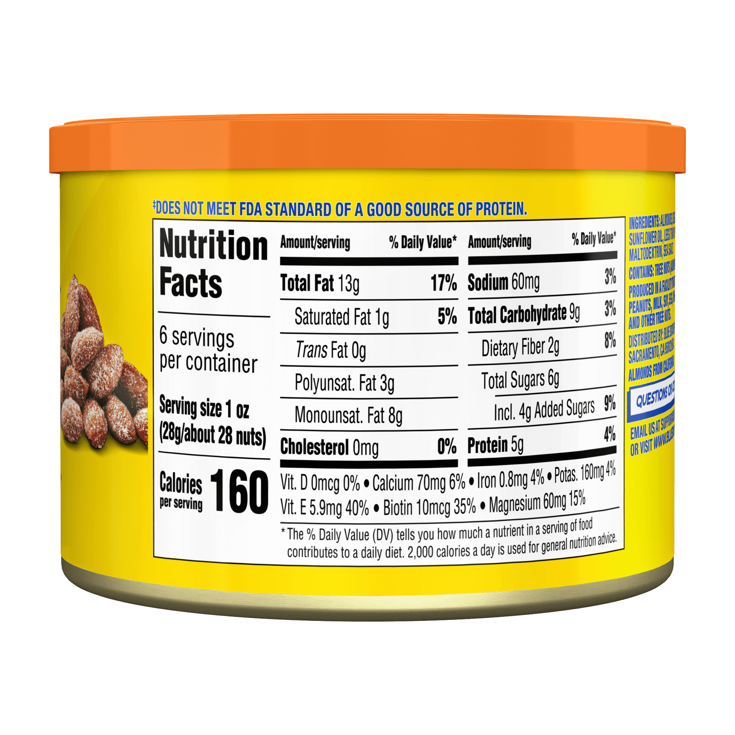 (12 pack) Blue Diamond Honey Roasted Almonds 6 oz. Canister