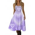 thumbnail image 5 of Valentines Day Sleeveless Vintage Fit Dress with Heart Print Pattern Casual A-line Dresses Purple XL, 5 of 5