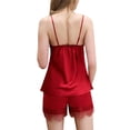 thumbnail image 2 of Lucakuins, conjunto de pijama de 2 piezas para mujer, camisola sin mangas con ribete de encaje y pantalones cortos elásticos, ropa de dormir suave para dormir Lucakuins  moda, 2 of 3