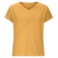 thumbnail image 4 of Chaoheng Plus Size Tops Clearance under 10.00 Women's Loose Casual V-Neck Short Sleeve Top,Yellow XXL, 4 of 6