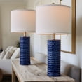 thumbnail image 2 of Oneach 24.75" Ceramic Modern Table Lamps Set of 2 for Living Room Bedroom, Blue Nightstand Bedside Lamps for Home, 2 of 9