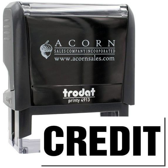 Large Self-Inking Red Credit Stamp, Trodat Printy 4913, Press and Print Stamping, Impression Size 7/8" x 2-1/4", Up to 10,000 Impressions - Black Ink